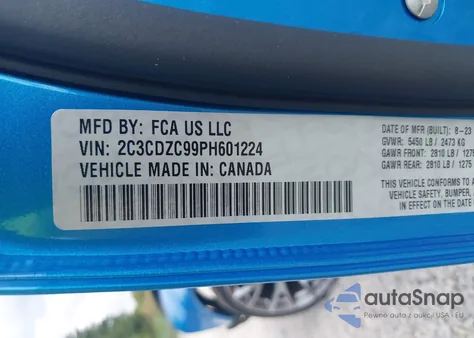 2023 Dodge Challenger Srt Hellcat Redeye Widebody Jailbreak from USA, damaged, VIN 2C3CDZC99PH601224